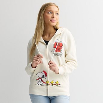 Juniors' Peanuts Long Sleeve Zip Up Hoodie