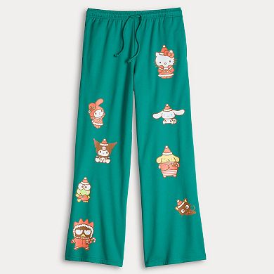 Juniors' Wide Leg Fleece Pants with Hello Kitty Graphics