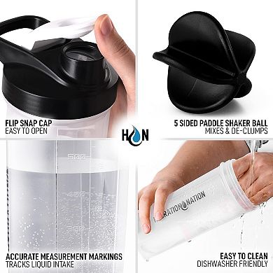 Protein Shaker Bottle 28oz - Shaker Bottles For Protein Mixes With Paddle Shaker Ball