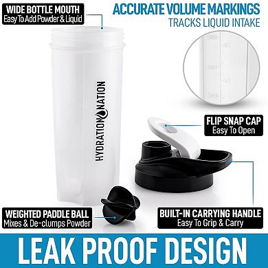 Protein Shaker Bottle 28oz - Shaker Bottles For Protein Mixes With Paddle Shaker Ball