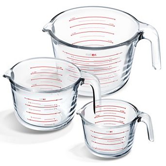 Eatex Set of 3 Glass Measuring Cups - Liquid Measuring Cups, Glass Measuring Cup Set