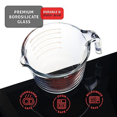 Eatex Set of 3 Glass Measuring Cups - Liquid Measuring Cups, Glass Measuring Cup Set