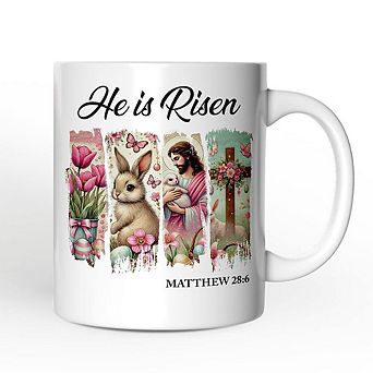 He Is Risen Easter Jesus Mug, Matthew 28:6 Christian Gift