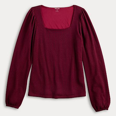 Women's Nine West Square Neck Balloon Sleeve Shine Top