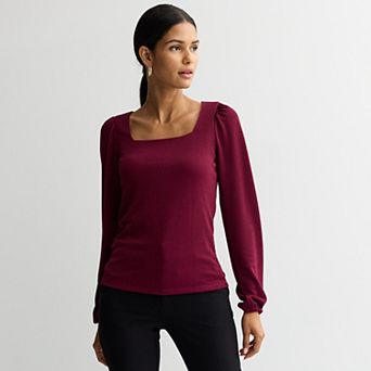 Women's Nine West Square Neck Balloon Sleeve Shine Top