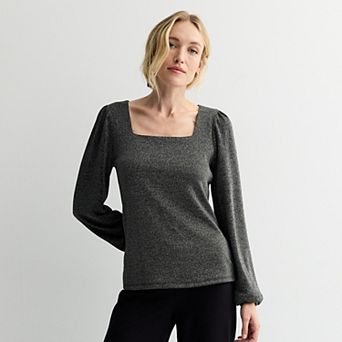 Women's Nine West Square Neck Balloon Sleeve Shine Top