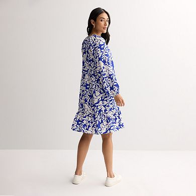 Women's Sonoma Goods For Life® Smocked V-Neck Long Sleeve Dress