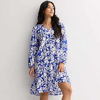 Women's Sonoma Goods For Life® Smocked V-Neck Long Sleeve Dress