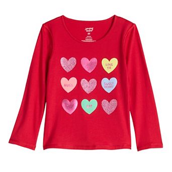 Toddler & Girls 4-12 Jumping Beans® Sensory Adaptive Long Sleeve Tee with Heart Graphic