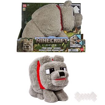 Mattel Minecraft Food Mode Dennis Interactive Plush Toy with Sounds & Bone Accessory
