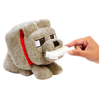 Mattel Minecraft Food Mode Dennis Interactive Plush Toy with Sounds & Bone Accessory