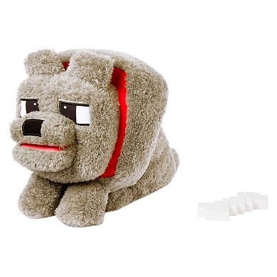 Mattel Minecraft Food Mode Dennis Interactive Plush Toy with Sounds & Bone Accessory