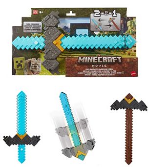 Mattel Minecraft Click and Switch 2-in-1 Sword and Pickaxe Role-Play Toy