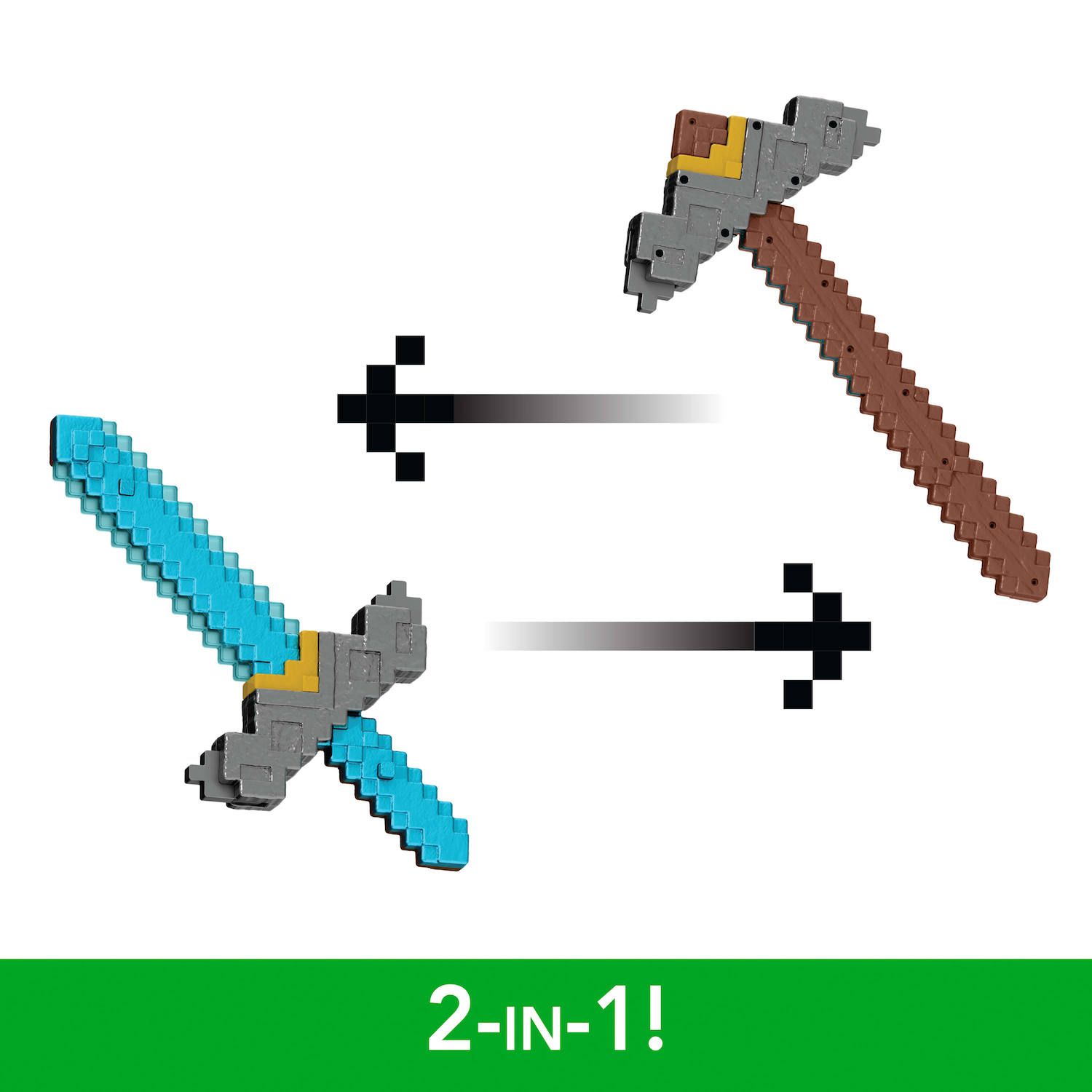 Детские фигурки Mattel Minecraft Click and Switch 2-in-1 Sword and Pickaxe Role-Play Toy — фото 6