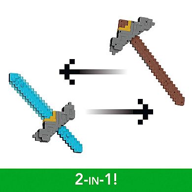 Mattel Minecraft Click and Switch 2-in-1 Sword and Pickaxe Role-Play Toy