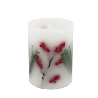 St. Nicholas Square® Large Embedded Berry LED Pillar Candle