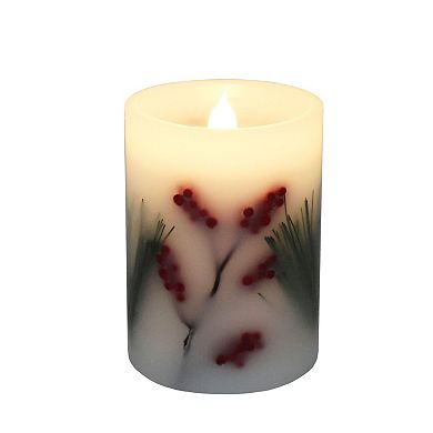 St. Nicholas Square® Large Embedded Berry LED Pillar Candle