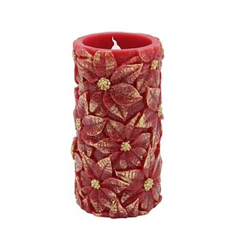 St. Nicholas Square® Poinsettia LED Pillar Candle