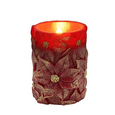 St. Nicholas Square® Poinsettia LED Pillar Candle