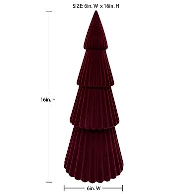 St. Nicholas Square Flocked Burgundy Tree Table Decor