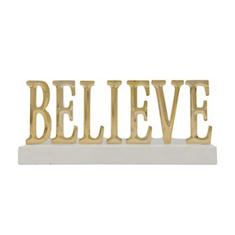 St. Nicholas Square® Gold Tone Metal Believe Sentiment Table Decor