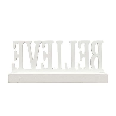 St. Nicholas Square Gold Tone Metal Believe Sentiment Table Decor