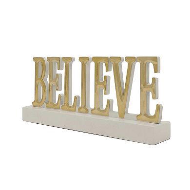 St. Nicholas Square Gold Tone Metal Believe Sentiment Table Decor