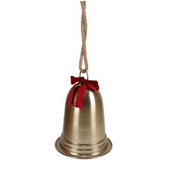 St. Nicholas Square® Gold Finish Bell with Bow Outdoor Decor