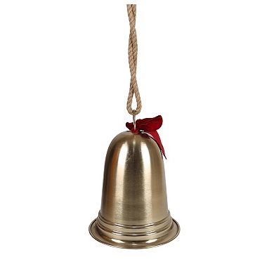 St. Nicholas Square® Gold Finish Bell with Bow Outdoor Decor