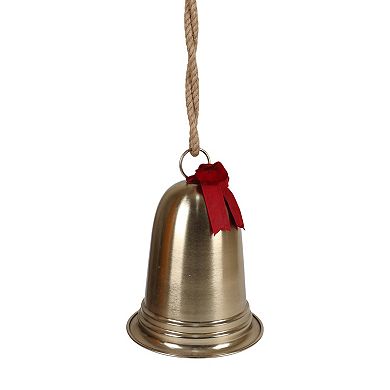 St. Nicholas Square® Gold Finish Bell with Bow Outdoor Decor