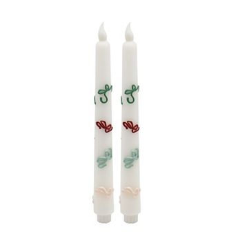 St. Nicholas Square® Bows LED Taper Candle Set of 2
