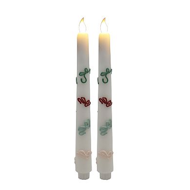 St. Nicholas Square® Bows LED Taper Candle Set of 2
