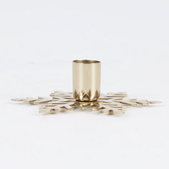 St. Nicholas Square® Gold Finish Snowflake Taper Candle Holder