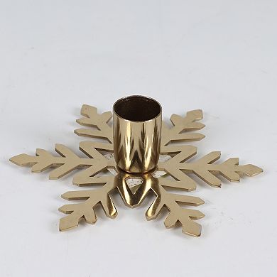 St. Nicholas Square® Gold Finish Snowflake Taper Candle Holder