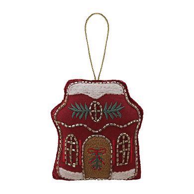 St. Nicholas Square Plush & Beaded House Christmas Ornament