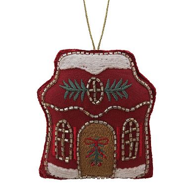 St. Nicholas Square Plush & Beaded House Christmas Ornament