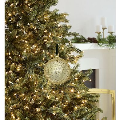 St. Nicholas Square Glass Christmas Ornament with Velvet Loop for Hanging