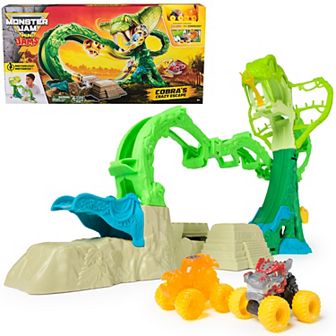 Monster Jam Mini Jams Cobra's Crazy Escape Motorized Playset with 2 pk Die-Cast Trucks