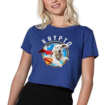 Women's DC Comics Superman Krypto Sky Graphic Crop Tee