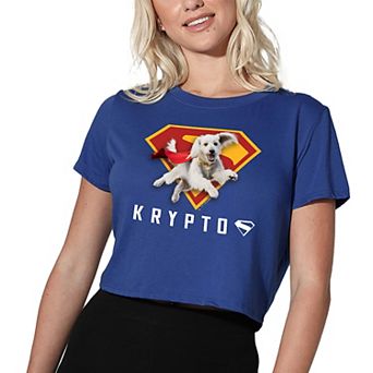 Women's DC Comics Superman Krypto Shield Graphic Crop Tee