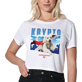 Women's DC Comics Superman Krypto in the Sky Graphic Crop Tee