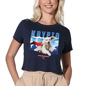 Women's DC Comics Superman Krypto in the Sky Loose Graphic Crop Tee