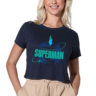 Women's DC Comics Superman Round the World Graphic Crop Tee
