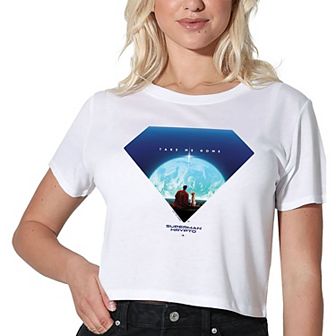 Women's DC Comics Superman Krypto Earth Shield Graphic Crop Tee