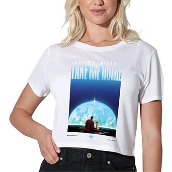 Women's DC Comics Superman Krypto Earth Vertical Graphic Crop Tee