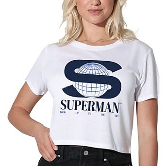 Women's DC Comics Superman S World Logo Graphic Crop Tee