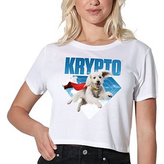Women's DC Comics Superman Krypto Jump Graphic Crop Tee