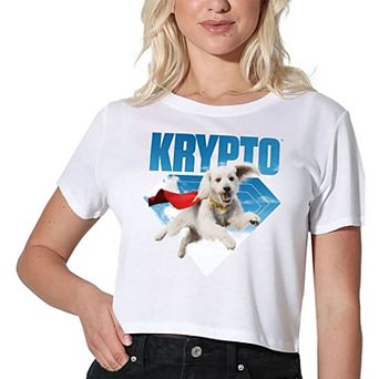 Women's DC Comics Superman Krypto Jump Graphic Crop Tee