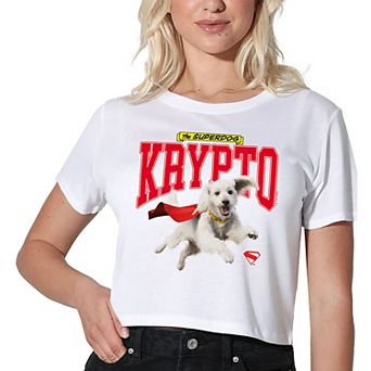 Women's DC Comics Superman Krypto College Graphic Crop Tee