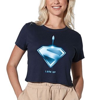 Women's DC Comics Superman Look Up Shield Graphic Crop Tee